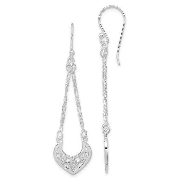 925 Sterling Silver Textured Filigree Dangle Post Earrings 925 Sterling Silver Textured Filigree Dangle Post Earrings